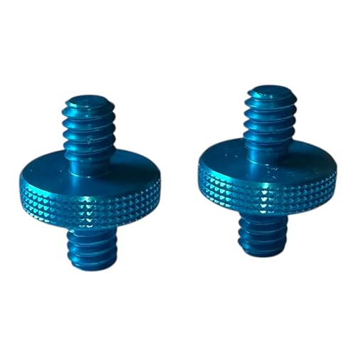 Precisiongeek Camera Tripod Screw Adapter, 1/4 Male to 1/4 Male, Blue Anodized Aluminium, 2-Pack