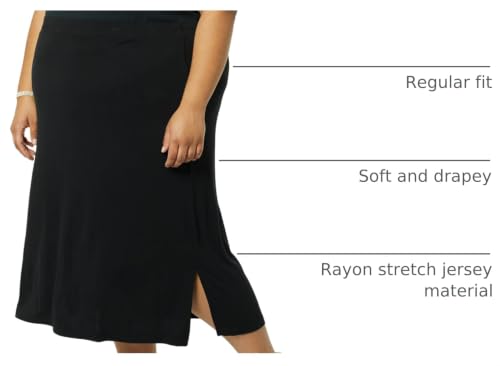 Image of Amazon Essentials Women's Pull-On Knit Midi Skirt with Elastic Waist, Slits