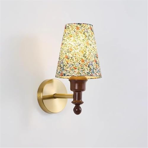 YJRXXSW Romantic Flower Wall lamp Creative Fabric Warm Retro Bedroom