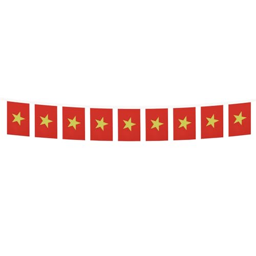 Image of AZ FLAG Vietnam 6 meters BUNTING Flag 20 flags 9'' x 6'' - Vietnamese STRING flags 15 x 21 cm