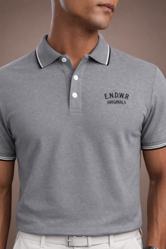 Image of ENDEAVOUR WEAR Men Men Short Sleeve Solid Cotton Rich Polo T Shirt | Collar Tshirts | Half Sleeves | Plain-Regular Fit