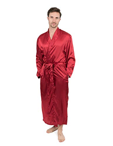 Leveret Mens Robe Christmas Satin Robe Robe Red Size Large
