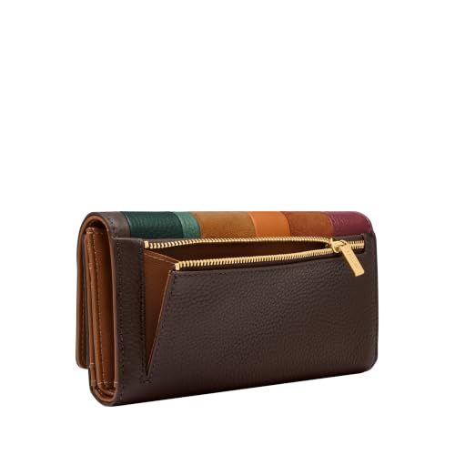Image of Fossil Women's Logan Leather Wallet RFID Blocking Flap Clutch Organizer