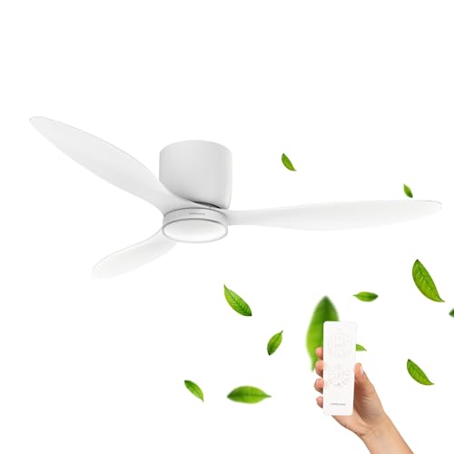 Mellerware - Ventilador de Techo con Mando a Distancia Brizy Bright Minimal 40 W | 6 Velocidades | Ultra silencioso | 3 Aspas 132 de Diámetro | Función Verano-Invierno | Temporizador | LED