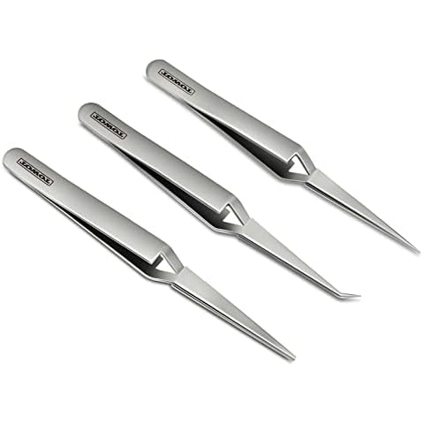TOWOT Precision Tweezers Reverse Tweezers For Electronic Soldering Precision Reverse Ceramic Tweezers Non-Conductive Heat Resistant (Reverse Tweezer Set) Cover