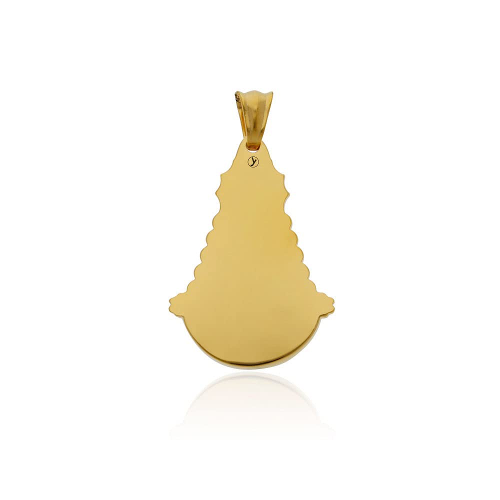 Madonna del Rocio Medaglia Ciondolo Unisex Acciaio 316 L Placcato Oro 18 Klt. Dimensioni sagoma 25 x 35 mm., Virgen del Rocío medalla Unisex, Acciaio inossidabile placcato oro 18 Klt, Acciaio