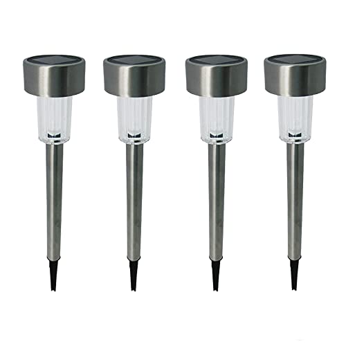 Kit 4, Luminária Solar Aço Inox Luz Led Poste Decoração Jardim Balizador