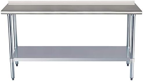 AmazonCommercial NSF Stainless-Steel Workbench with Backsplash - 61 x 152 cm