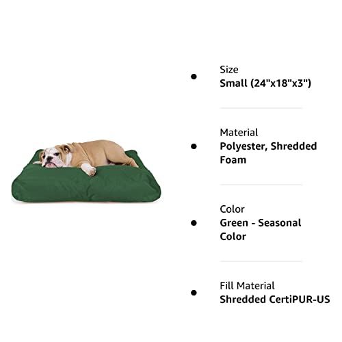 K9 Ballistics Tough Rectangle Pillow Small Dog Bed - Washable, Durable And Water Resistant Dog Bed - Made For Small Dogs, 18"X24", Green - Seasonal Color #TOP5