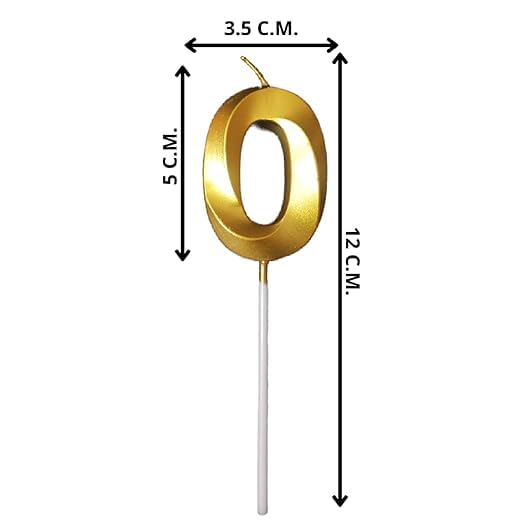 Image of Metallic Gold Number 0 Candle for Birthday, Anniversary & Surprise Parties