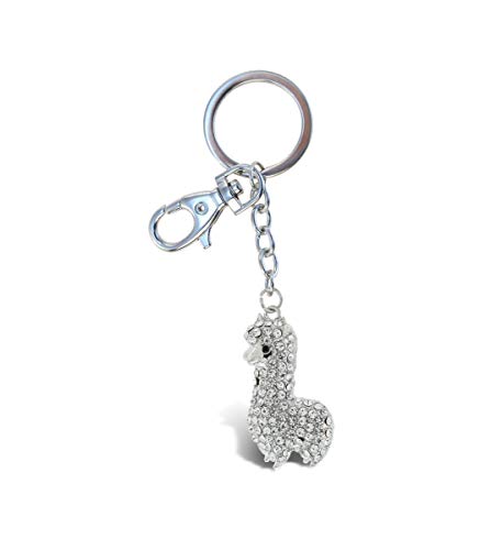 Aqua79 Llama Keychain - Silver 3D Sparkling Charm...