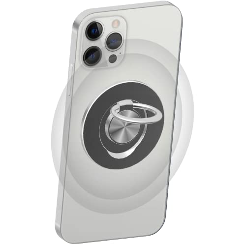 Magnetic Ring Holder Magnet Compatible with Magsafe for iPhone 12 13 14 15Pro/Max/Mini Accessories, Removable Phone Grip Finger Loop Wireless Charging Compatible (Silver)