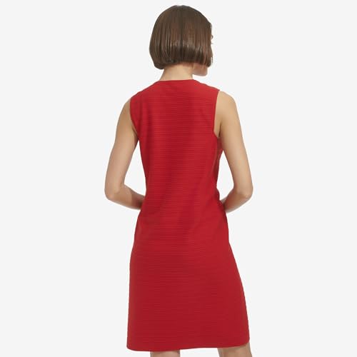 Image of Tommy Hilfiger Women's Sleeveless Split Neck Solid Jacquard Knit Dress