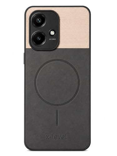 Image of Bintage Dual-Leather Mac Safe Design Phone Case| Soft Touch Finish | Full Camera Protectection Back Cover Compatible for Redmi 13c 5G / Poco M6 5G - White & Starry Black
