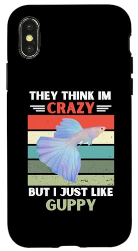���B���e�[�W They Think Im Crazy But I Just Like Guppy Fish Lover �X�}�z�P�[�X iPhone X/XS �p