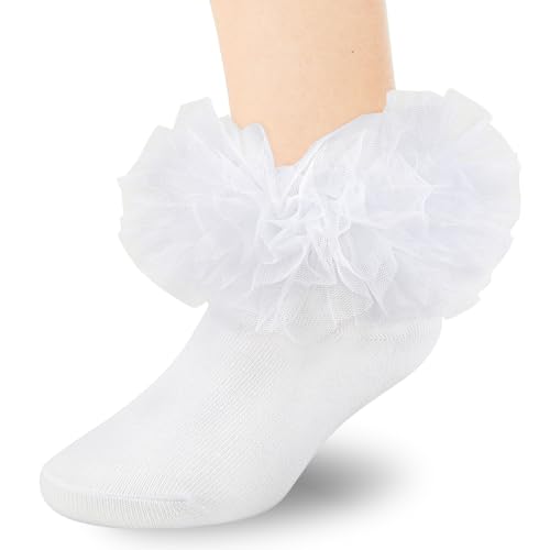 Grils Ruffle Socks Toddler Double Frilly Fluffy Princess Dress Cotton Sock Tutu Socks for Girls/Baby/Toddler