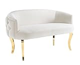 Tov Furniture The Adina Collection Contemporary Living Room Velvet Upholstered Loveseat, White with...