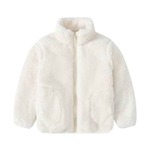 Girls Fleece Jacket Fall Winter Sherpa Full Zip Fuzzy Coat Outwear Pockets Trendy Fluffy School Sweaters 1-11years3