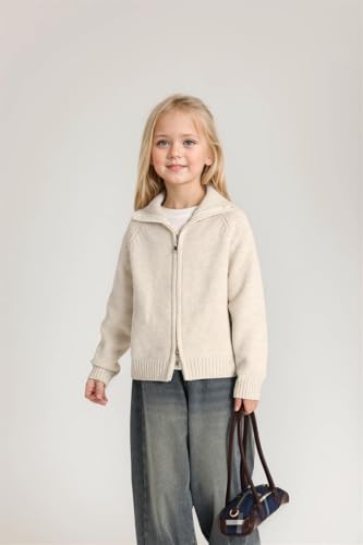 Girls' Long Sleeve Knitted Cardigan Kids Zipper Shrug Sweaters Cropped Jacket Cover Up Tops3