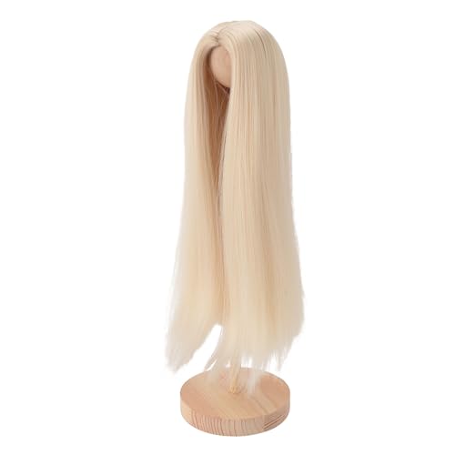 BusoTh Long Straight Doll Wig, Simulation Professional Middle Part Soft Doll Wig Hand Crafted for Doll Making (Milky Gold)