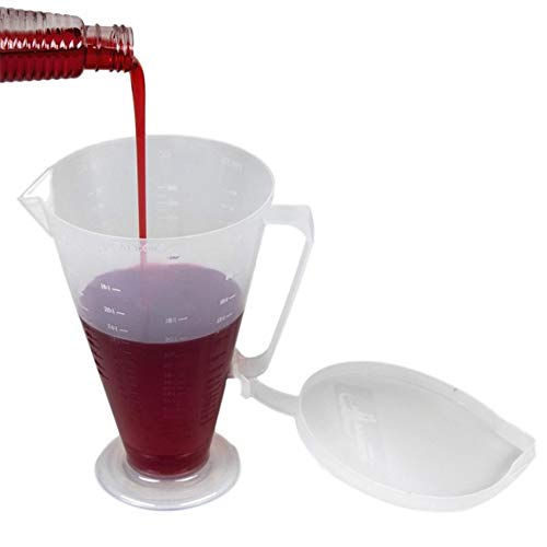 Image of Pit Posse PP3318 Measuring Cup for Oil - Racing Utility Jug - 2 Stroke Oil Engine Fluid Utility Can - 16:1 to 70:1 Premixed Ratio Engine Fluids - CC & OZ Measuring Marks - Debris-Free Cap