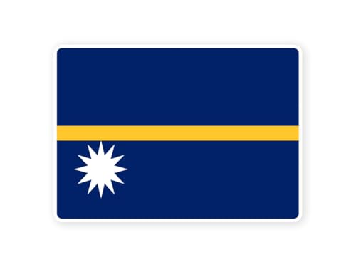 Sticker drapeau NAURU nauruan 10cm(S) - 28cm(XL) autocollant bord blanc (taille S : 10cm x 7cm)