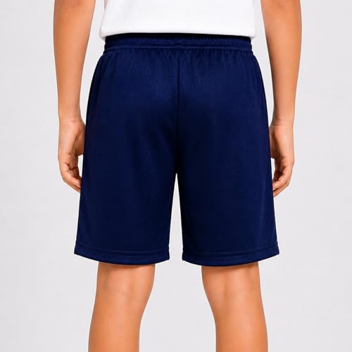 Image of RISH Kids Dri-Fit Sports Shorts for Boys & Girls | Breathable Polyester Activewear Shorts with Elasticated Waist, Drawstring & 2 Side Pockets | Solid Colours | Single and Multi Packs