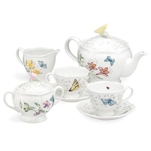 Lenox Butterfly Meadow 8-Piece Tea Set, Service for 2, White