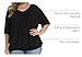 andy & natalie Women's Plus Size Tops Pleated V Neck Loose Baggy Blouse T Shirts Black