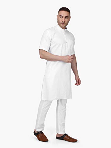 Image of Rajubhai Hargovindas Men's Premium Cotton Half Sleeve Solid Kurta