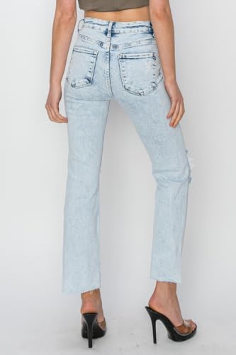 SALT TREE Risen Jeans - High Rise Knee Distressed Ankle Jeans - RDP57562