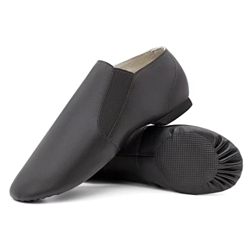Asyusyu Jazz Shoes Chaussures de danse en cuir avec élastiques pour homme et femme Noir, Noir , 39 2/3 EU Cover