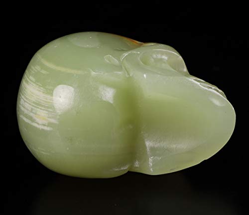 Skullis 2.0" Afghanistan Jade Crystal Skull, Hand Carved Gemstone Fine Art Sculpture, Reiki Healing Stone Statue. #TOP5