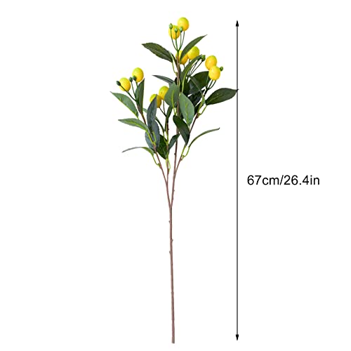 Fqqwee 4 Pcs Artificial Lemon Tree Branches 26.4 Inch Yellow Fake Lemon Stems With Green Leaves For Vase Lifelike Artificial Lemon Plants Faux Fruit Floral Picks For Home Office Weddng Decor #TOP3
