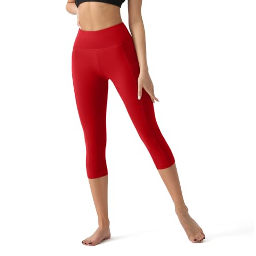Image of YUDSUD High Waisted Leggings for Women with Pockets - Tummy Control Capris Yoga Pants for Workout Running Athletic Cycling
