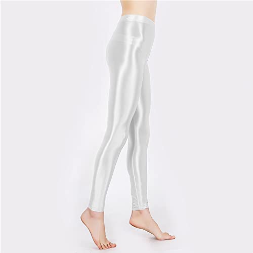 Image of cloudmall Women Sexy Semi Opaque Pantyhose Running Tights Yoga Leggings Oil Shiny Stocking