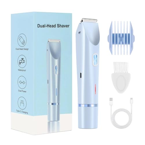 Máquina de Afeitar para Mujeres - Epilador Impermeable de Dos Cabezales,Máquinas de Afeitar Eléctricas para Mujeres para 400mAh,Para Piel Púbica Piernas Belleza Íntima Viaje Axilas