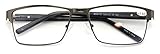 V.W.E. Men Premium Rectangle Metal with Plastic Temple Extra Large Reader - 152mm Wide Frame Reading Glasses (Gunmetal, 3.50)