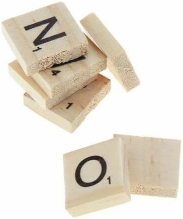 MY DREAMS 26 Letters 200 Wooden Scrabble Tiles Wood Black Numbers Board Crafts Spelling DIY Projects Crossword Game, Beige