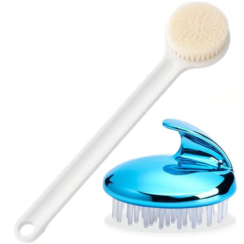 Xemnys Cepillo corporal de baño y ducha con mango largo, masajeador de cuero cabelludo, cepillo de champú para limpiar el cabello, reduce la caspa, exfoliante, relajación de la cabeza