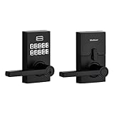 Kwikset SmartCode 917 Keypad Keyless Entry Residential Electronic Lever Lock Deadbolt Alternative with Halifax Door Handle, SmartKey Security, Matte Black Contemporary