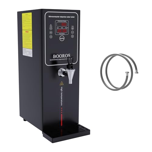 BOOROS Commercial Water Boiler 10L Hot Water Dispenser Black 1500W Commercial Hot Water Dispenser, 30L(7.9GAL)/Hour Step-by-Step Heating Temp Control 104-212℉(40-100℃) for Restaurant,Hotel,Office