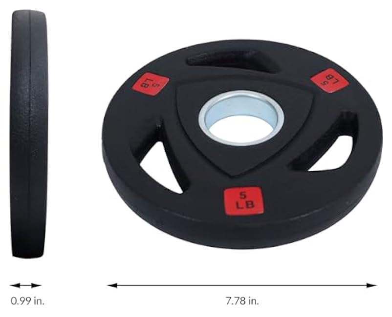 Olympic Cast Iron 2-Inch Weight Plate for Strength Training & Weightlifting, Rubber Coate Style, Multiple Weights Available