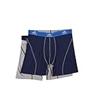 adidas Men's Sport Performance Climalite Boxer Briefs Underwear (2-Pack), Night Indigo/Light Onyx, Large/Waist Size 36-38