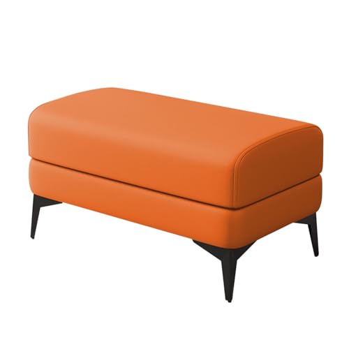 Banc ottoman orange et repose-pieds rembourré 80 cm de long avec rangement pour couloir et entrée