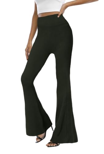 Image of WSPLYSPJY Women's Print Stretch Bell Bottom Flare Palazzo Pants Trousers
