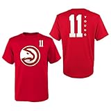 Outerstuff Trae Young Atlanta Hawks #11 Juniors Boys Size 4-18 Vertical Name & Number T-Shirt (Red, Boys Large-12/14)