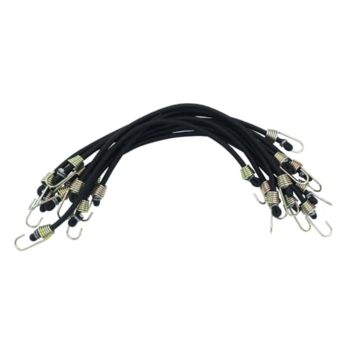 Zorfeter 10 Pack 10 Inch Small Bungee Cords Black Rubber Mini