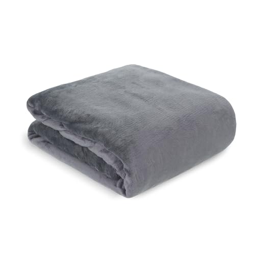 aztex Super Soft Fleece Blankets, Bed Throw, Fluffy and Warm Throws or Blankets for Beds/Sofas, Home, Bed, Travel, Car Blanket, 140 x 180cm (Shimmering, Slate)