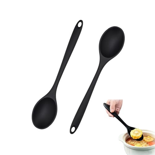 Juego de 2 Cucharón de Cocina de Silicona Cuchara de, Cuchara de Servir de Silicona Resistente al Calor, Cuchara de Mezcla de Silicona Antiadherente para Sopa, Cocinar, Hornear y Servir, Remover